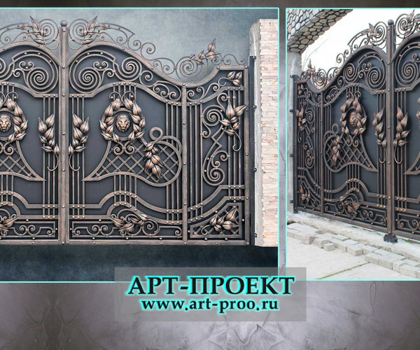 металлические откатные кованые ворота